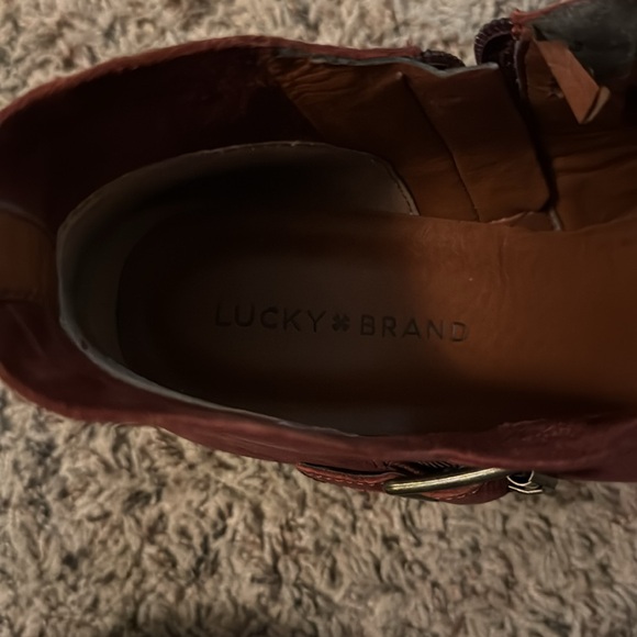 Burgundy leather Lucky Brand booties women’s size 10 - Picture 2 of 4